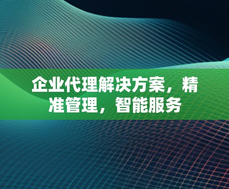 企业代理解决方案,精准管理,智能服务 企业代理解决方案,精准管理,智能服务